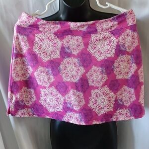 Tranquility Pink Mandala Print Yoga Active Skort Skirt W/ Shorts Size M, stretch